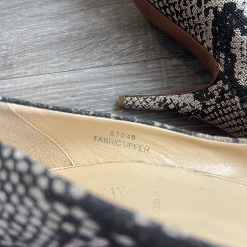 J. Crew Mona Snakeskin Printed Pumps Linen Heels 7.5 - Picture 5 of 6